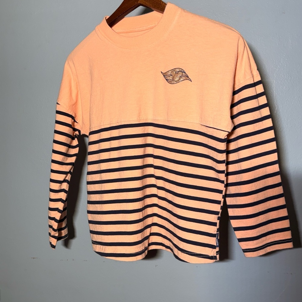 Striped Long Sleeve Kids Tee - Peach and Navy